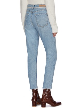 Back View - Click To Enlarge - GRLFRND - 'Karolina' diamanté waist frayed cuff cropped jeans