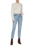 Figure View - Click To Enlarge - GRLFRND - 'Karolina' diamanté waist frayed cuff cropped jeans