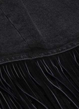 Detail View - Click To Enlarge - GRLFRND - 'Indira' fringe wrap denim midi skirt