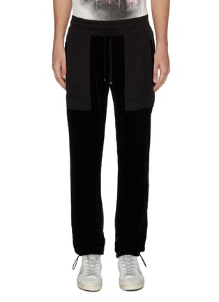 Main View - Click To Enlarge - AMIRI - 'Commando' drawcord cuff patchwork velvet pants