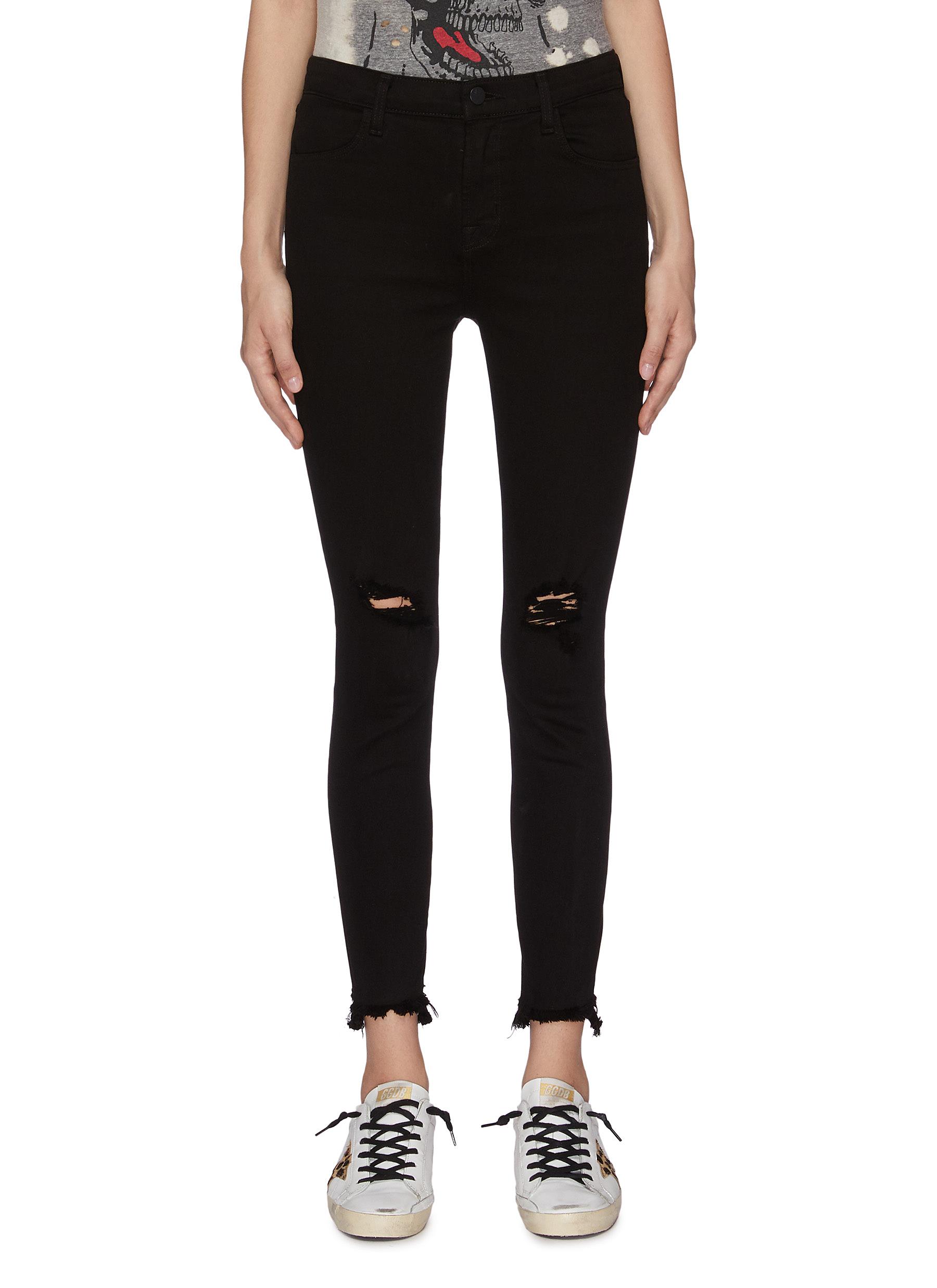 black cropped skinny pants