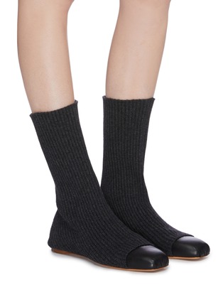 Figure View - Click To Enlarge - GABRIELA HEARST - Contrast toe sock knit ankle boots