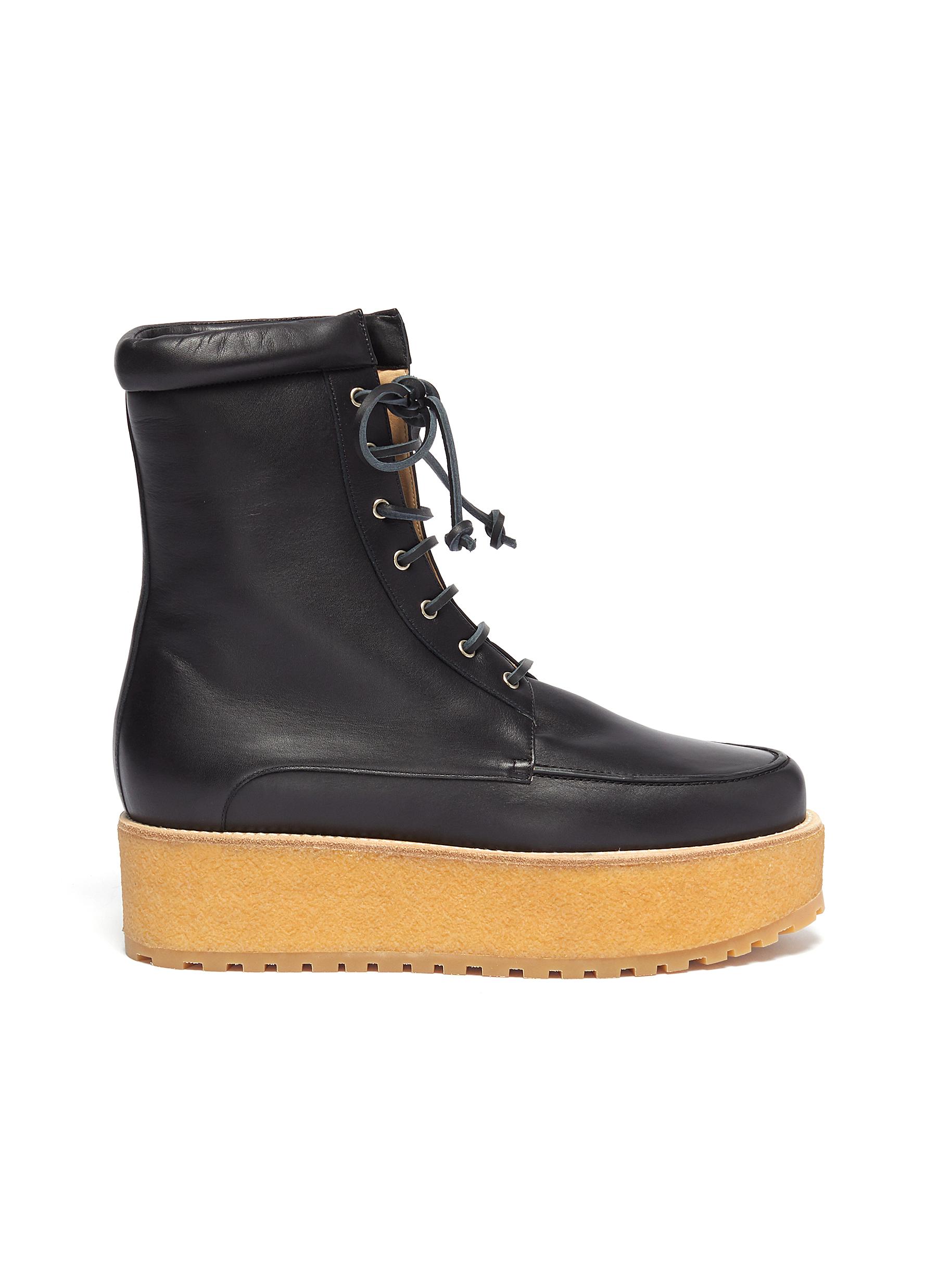 Leather lace up platform combat boots by Gabriela Hearst