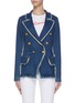 Main View - Click To Enlarge - L'AGENCE - 'Kaydence' frayed double breasted denim blazer