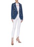 Figure View - Click To Enlarge - L'AGENCE - 'Kaydence' frayed double breasted denim blazer