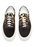 Detail View - Click To Enlarge - BURBERRY - 'Wilson' suede panel leopard print canvas skate sneakers