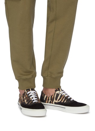 Figure View - Click To Enlarge - BURBERRY - 'Wilson' suede panel leopard print canvas skate sneakers
