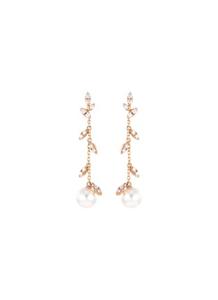 Main View - Click To Enlarge - TASAKI - 'Kugel' diamond Akoya pearl 18k rose gold drop earrings