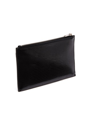 Detail View - Click To Enlarge - SAINT LAURENT - 'Monogramme' lizard embossed patent leather pouch