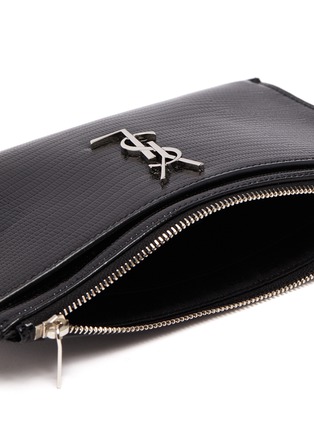 Detail View - Click To Enlarge - SAINT LAURENT - 'Monogramme' lizard embossed patent leather pouch