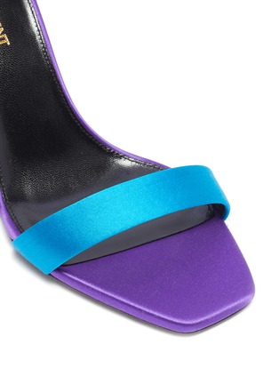 Detail View - Click To Enlarge - SAINT LAURENT - 'Amber' colourblock satin heel sandal