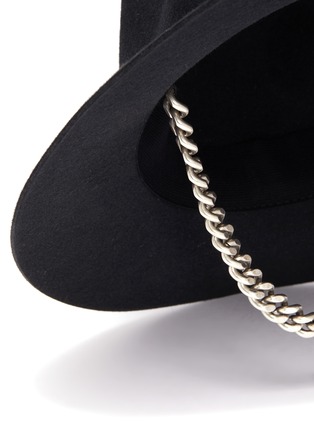 Detail View - Click To Enlarge - MAISON MICHEL - 'André' furfelt chain and signet ring trilby hat