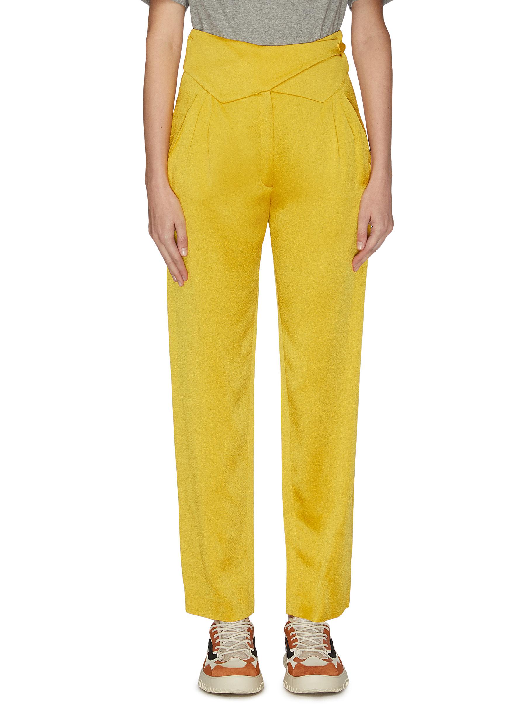 BlazÉ Milano Basque Wrap-effect Satin Straight-leg Pants In Yellow ...