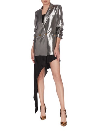 Figure View - Click To Enlarge - BLAZÉ MILANO - 'Jalil' metallic double breasted blazer