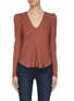 Main View - Click To Enlarge - FRAME - Silk shirred V neck top