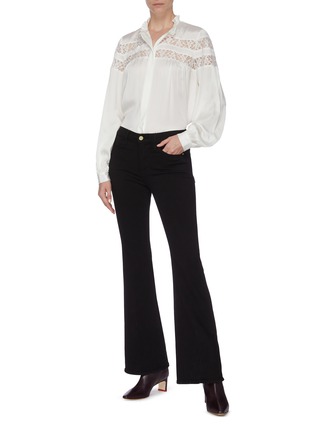 Figure View - Click To Enlarge - FRAME - Panelled lace ruffle collar blouse