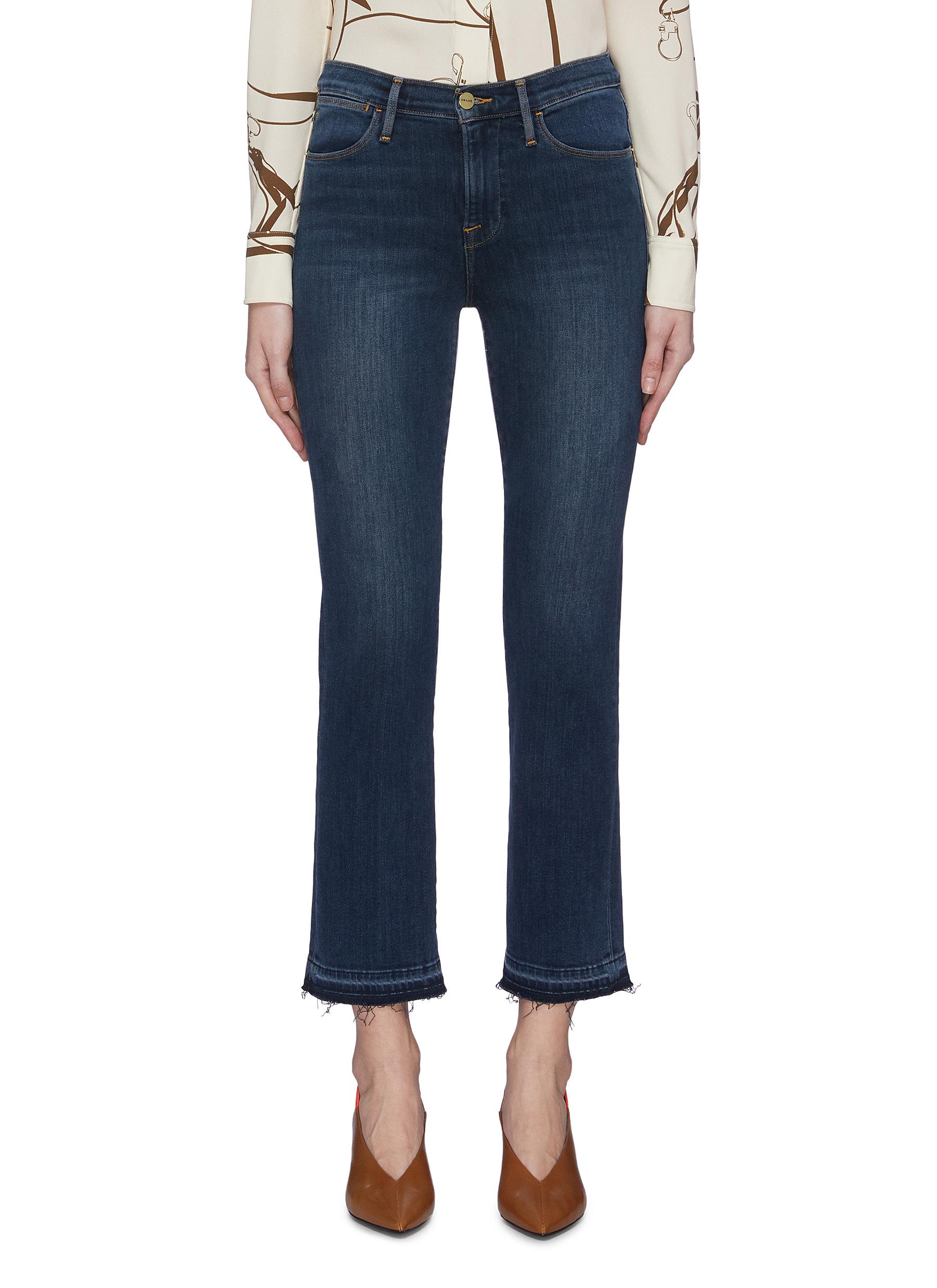 frame le high straight raw edge jeans