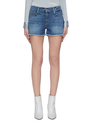 Main View - Click To Enlarge - FRAME - 'Le Cut Off' released hem stripe outseam denim shorts