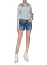 Figure View - Click To Enlarge - FRAME - 'Le Cut Off' released hem stripe outseam denim shorts