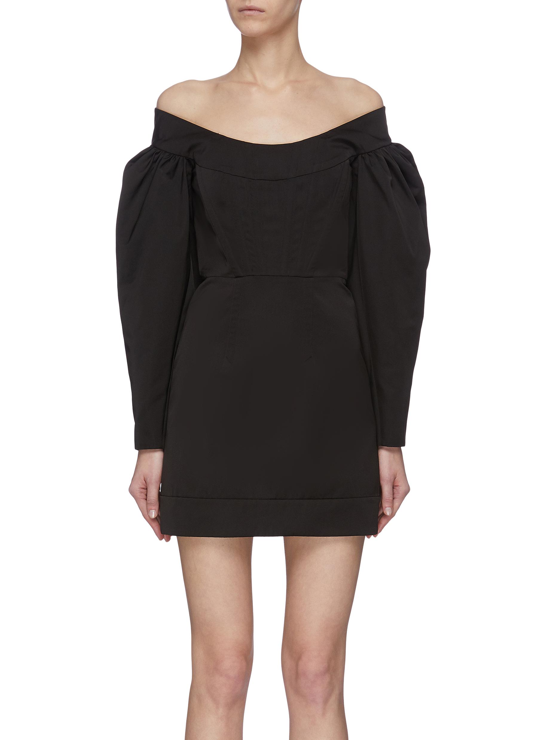cinched ruffle dress