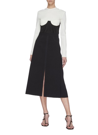 Figure View - Click To Enlarge - DION LEE - High waisted A-line midi skirt