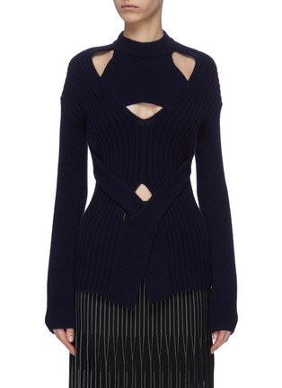 Main View - Click To Enlarge - DION LEE - Cutout tie front sweater