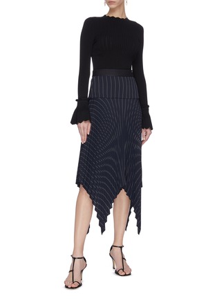Figure View - Click To Enlarge - DION LEE - Pin stripe pleated handkerchief skirt