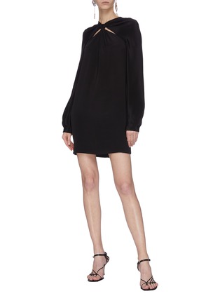 Figure View - Click To Enlarge - DION LEE - Knotted yoke silk dress