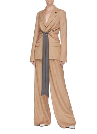 Figure View - Click To Enlarge - GABRIELA HEARST - 'Grant' knot drape front blazer