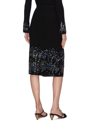 Back View - Click To Enlarge - SIMKHAI - 'Novelty' ribbed knit sequin embellished front slit skirt
