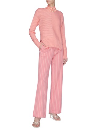 Figure View - Click To Enlarge - MAGGIE MARILYN - 'A Stitch in Time' contrast stitch stripe collar sweater
