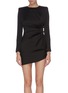 Main View - Click To Enlarge - SAINT LAURENT - Padded shoulder pleated side button asymmetric dress