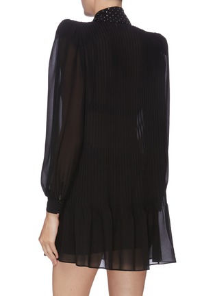 Back View - Click To Enlarge - SAINT LAURENT - Padded shoulder puff sleeve pussybow neck dress