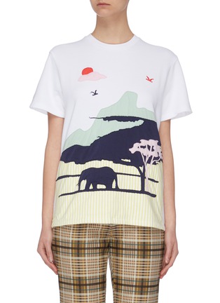Main View - Click To Enlarge - MIRA MIKATI - Safari paneled T-shirt