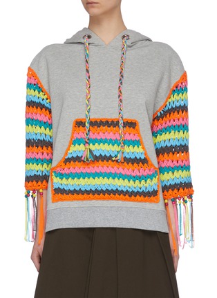 Main View - Click To Enlarge - MIRA MIKATI - 'Sunshine' hand knit panel hoodie