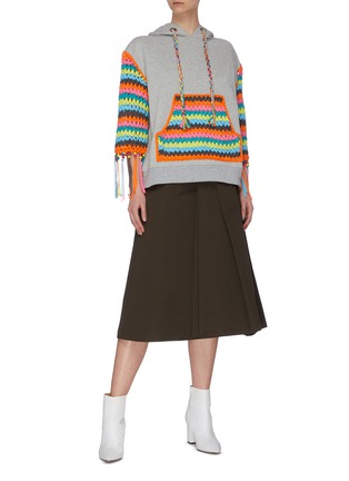 Figure View - Click To Enlarge - MIRA MIKATI - 'Sunshine' hand knit panel hoodie