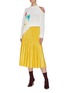 Figure View - Click To Enlarge - MIRA MIKATI - 'Ohh Lala' open shoulder slogan floral embroidered sweater