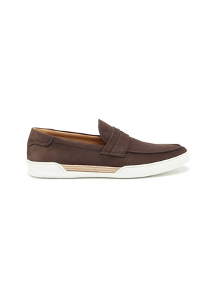 Main View - Click To Enlarge - TOD’S - Raffia nubuck penny loafers