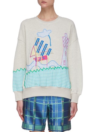 Main View - Click To Enlarge - MIRA MIKATI - Sailboat Embroidered Open Back Sweater