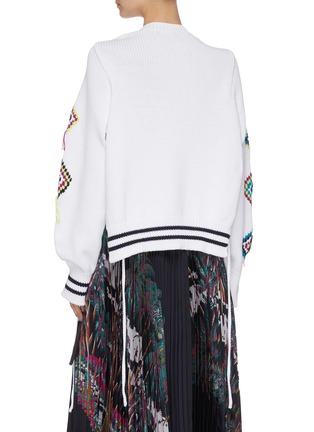 Back View - Click To Enlarge - MRZ - 'Paricollo Ricamo' fringed embroidered sleeve sweater