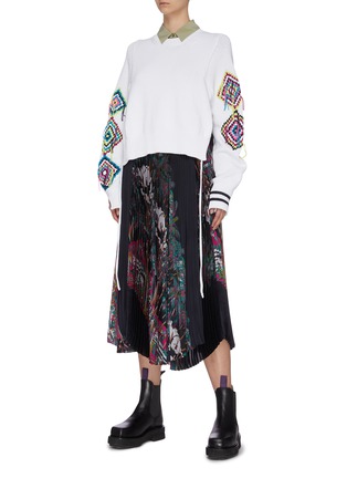 Figure View - Click To Enlarge - MRZ - 'Paricollo Ricamo' fringed embroidered sleeve sweater