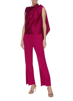 Figure View - Click To Enlarge - ROLAND MOURET - 'Serin' double faced front slit satin pants