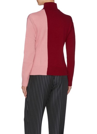 Back View - Click To Enlarge - MONSE - Colourblock twist side drape sweater