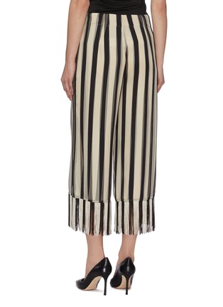 Back View - Click To Enlarge - MONSE - Stripe chiffon fringe culotte pants