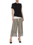Figure View - Click To Enlarge - MONSE - Stripe chiffon fringe culotte pants