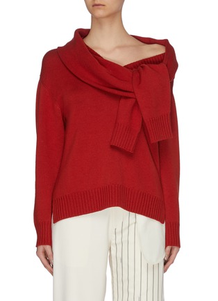 Main View - Click To Enlarge - MONSE - Cold shoulder sleeve knot sweater