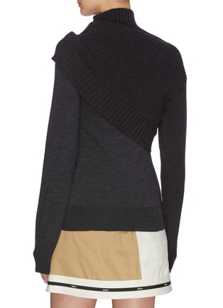 Back View - Click To Enlarge - MONSE - Mock neck rib knit panel sweater