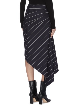 Back View - Click To Enlarge - MONSE - Asymmetric pinstripe wrap skirt