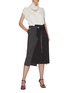 Figure View - Click To Enlarge - MONSE - Contrast topstitch asymmetric pleated skirt