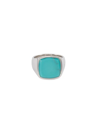 Main View - Click To Enlarge - TOM WOOD - 'Cushion Larvikite' silver signet ring – Size 56